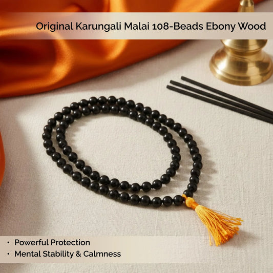 Original Karungali Malai 108-Beads Ebony Wood with Govt. Certified